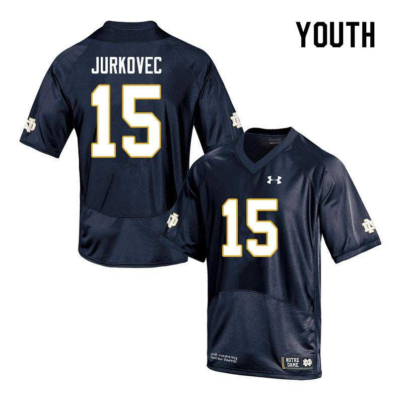 Youth #15 Phil Jurkovec Notre Dame Fighting Irish College Football Jerseys Sale-Navy